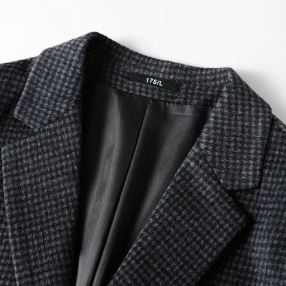 Autumn Winter New Fashion Men's Simple  Casual Business Trendy Loose Cotton Suit Blazers Male Houndstooth Coats Tops Clothes