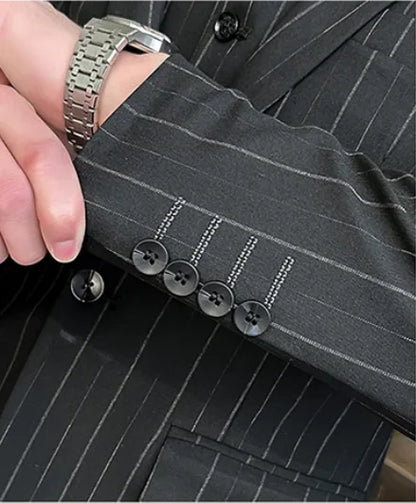 2025 High-Quality Wedding Suit Three-Piece Set Striped Business Casual Fashion Vest Trousers Ensemble Handsome Boutique Trend