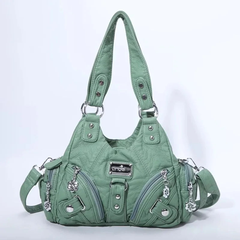 Vintage Women Handbags Soft Bag Small Top-handle Purse Fashion Satchel Multi-Pockets Shoulder Bag Hobos Phone Pack Tote Bag