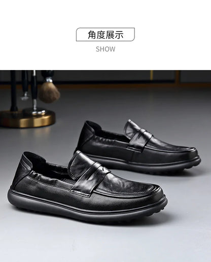 Spring Autumn New Genuine Leather Shoes for Men Black Fashion Business Casual Shoes Male High Quality Designer Loafers Man