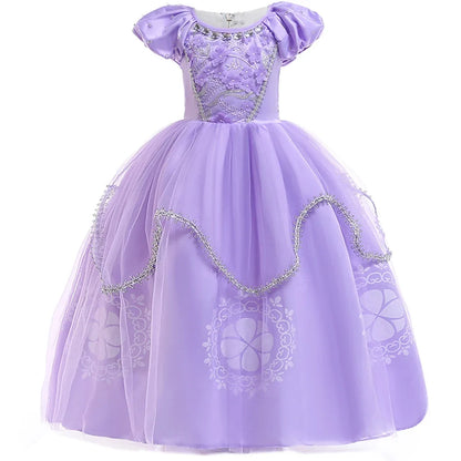 Girls Sofia Rapunzel Party Dress Carnival Halloween Costumes Birthday Princess Prom Dresses Sophias Puff Sleeve Ball Gown