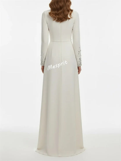 Customized Luxury Evening Dress Rhinestone O-Neck A-line Long Dresses Bespoke Occasion Elegant Party Wedding High Quality