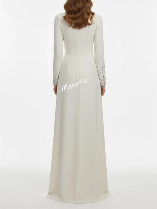 Customized Luxury Evening Dress Rhinestone O-Neck A-line Long Dresses Bespoke Occasion Elegant Party Wedding High Quality