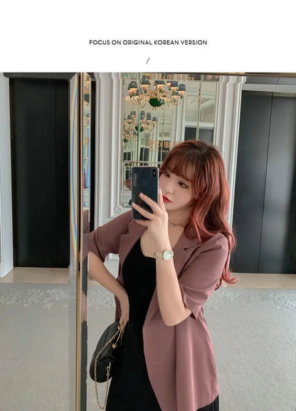 Office Lady Blazers Women Solid Lazy Style Summer Work Wear Casual Mujer Formal Vintage Outwear Clothing Elegant Ulzzang Daily