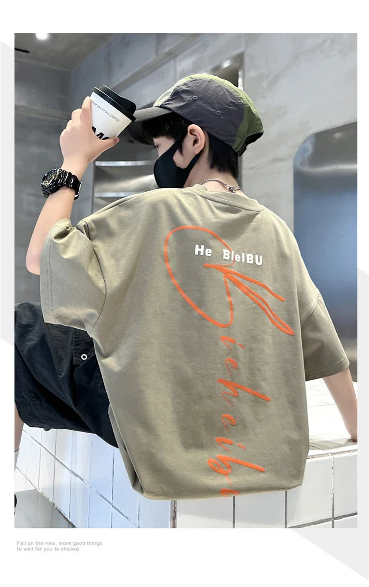New Casual Boys Top and Bottom Clothes Set Summer Suit for Tween Children Clothing Kids Teenager Shorts Sleeve Tshirt Shorts Set