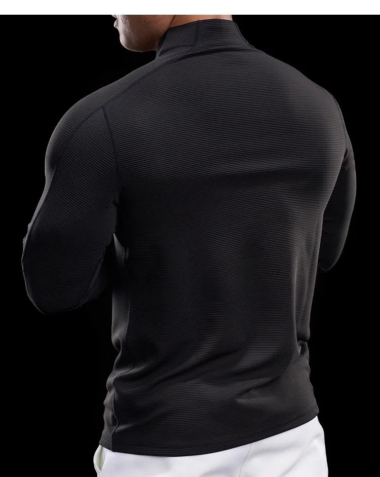 Autumn Sports Fitness Top Men Running Training Long-sleeved T-shirts Sweaters Stand-up Collar Quick-drying Breathable Clothes