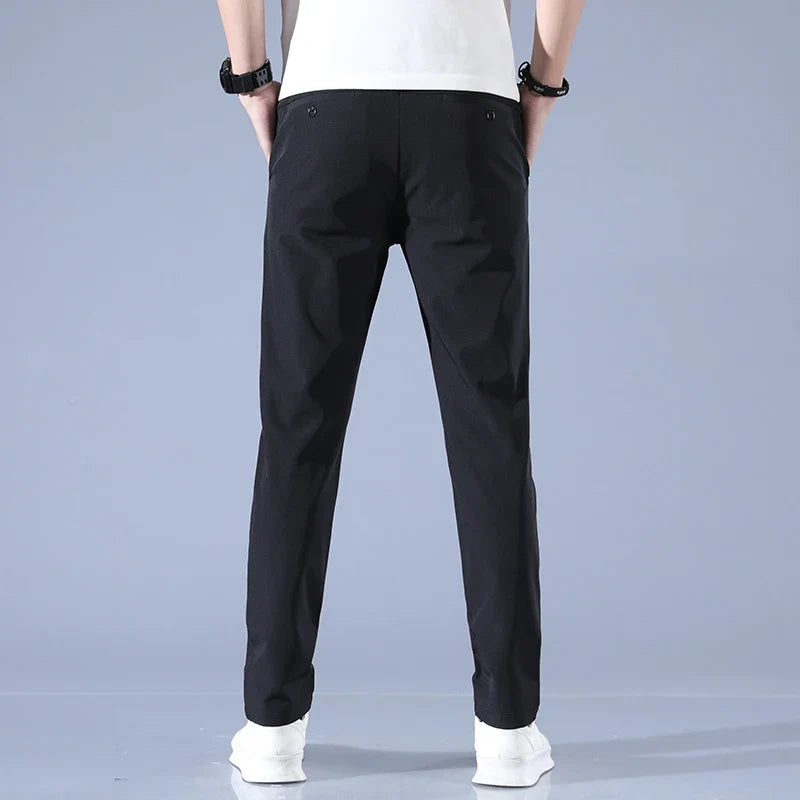 2026 Spring Summer Men's Ice Silk Golf Casual Slim Straight Thin Trousers Male Fashion Stretch Breathable Jogging 28-38