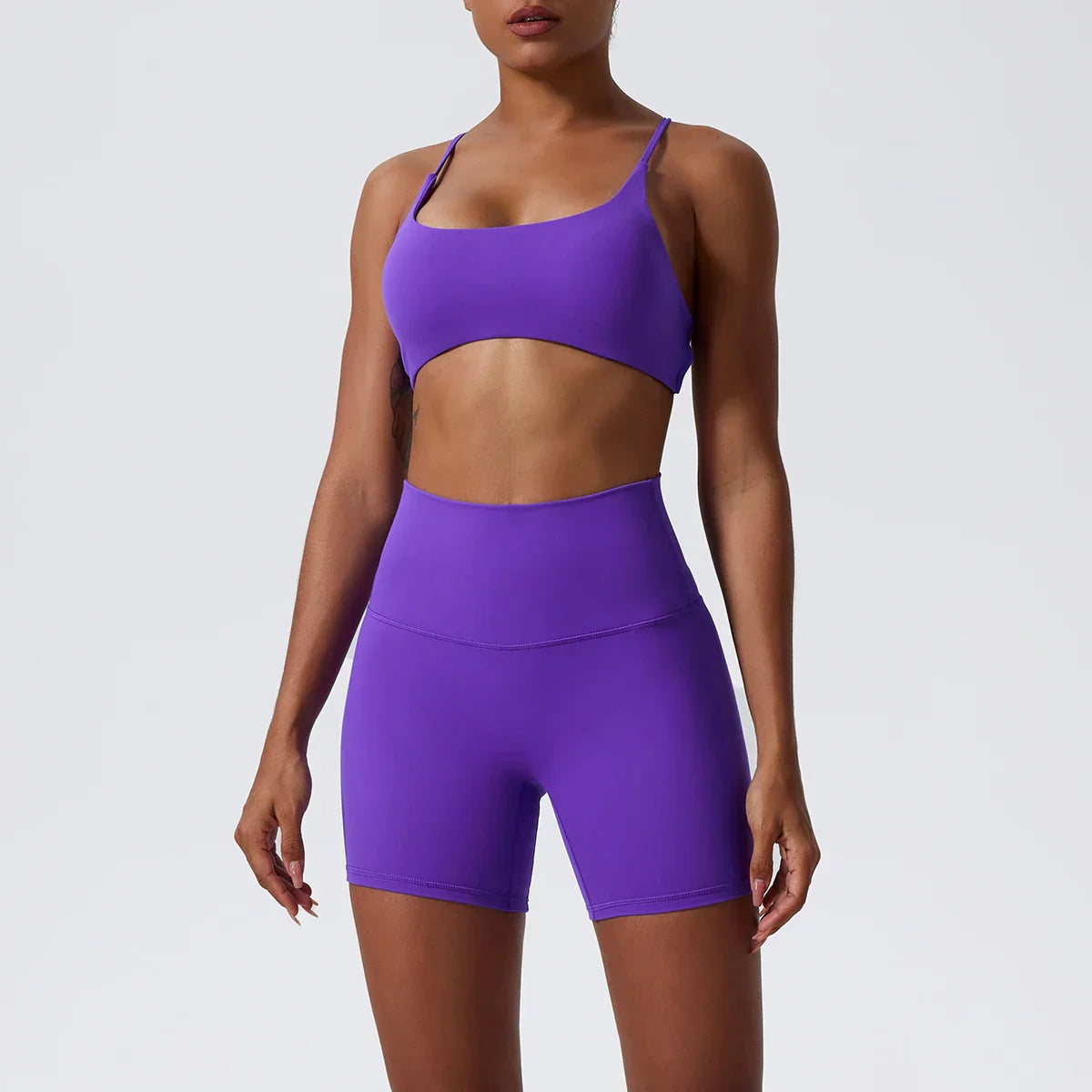 Two Pieces Yoga Set Women Gym Shorts Sports Suit Female Soften Skin-Friendly Activewear Beauty Back Women Sportswear