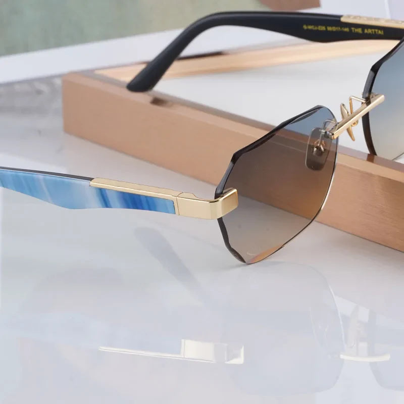 Rimless Luxury Sunglasses Gradient Square Handmade Germany Top Quality Designer Fashion Trendy UV400 Men Women Gafas