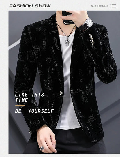 Blazer New Men's Fashion Business Corduroy Gentleman Fit Shopping Outdoor Performance Wedding Banquet Casual Blazer