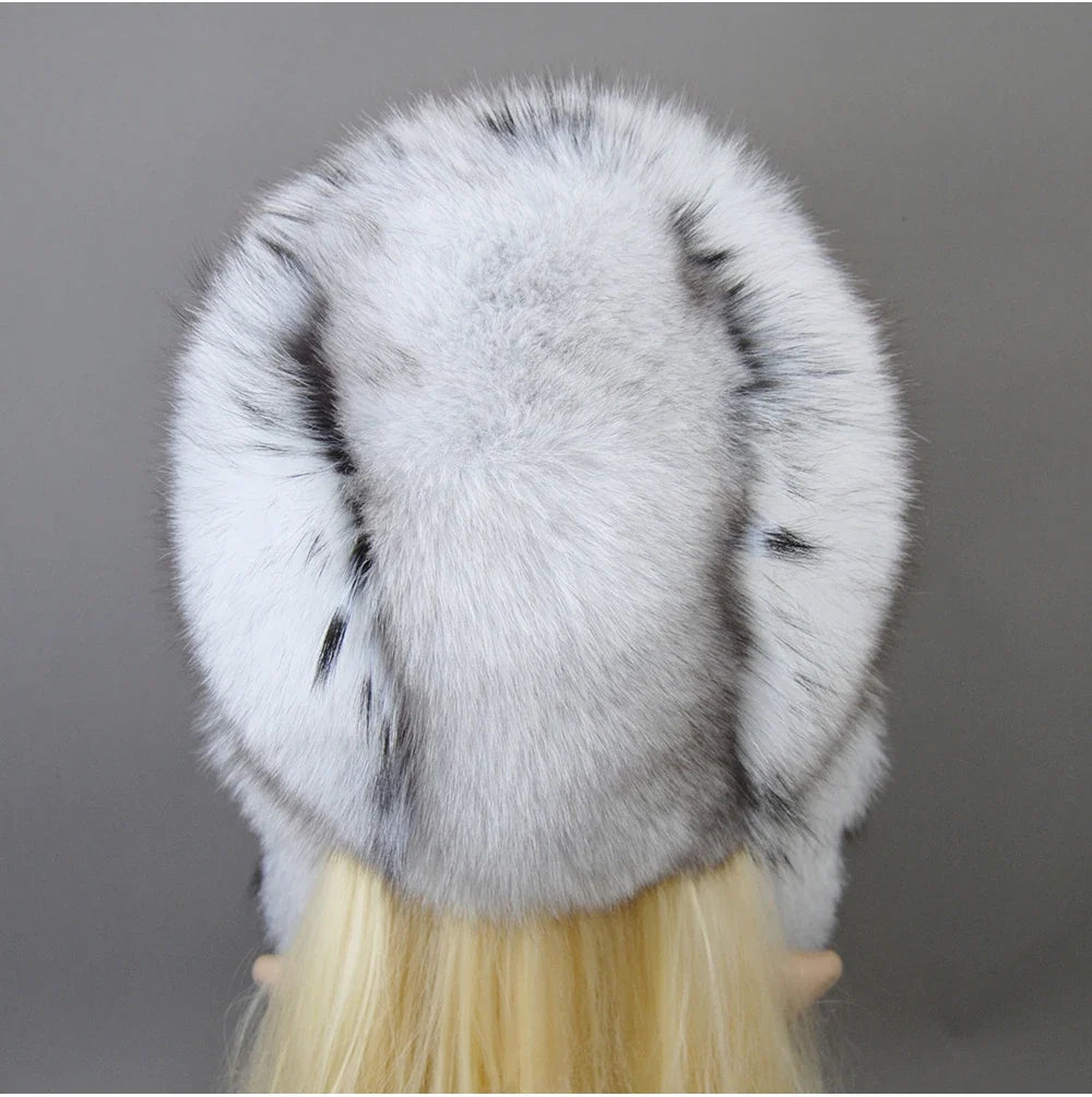 Hot Sale Lady Winter Warm Luxury 100% Natural Fox Fur Hat Fashion Fluffy Fox Fur Rex Rabbit Fur Caps Women Real Fur Bomber Hats