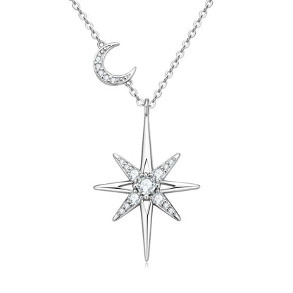 GRA Moissanite Diamond Star Moon Charm Necklaces for Women S925 Sterling Silver Chains Wedding Jewelry Gifts Collares