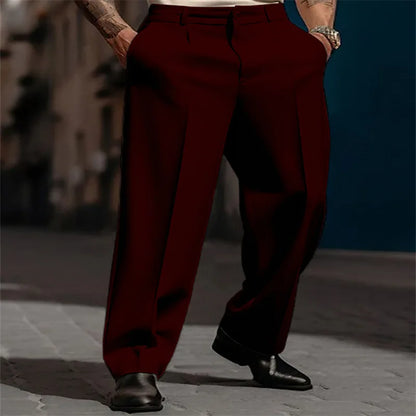 2023 Men's Stand Pocket Elegant Wide Leg Pants Solid White Party Wedding Trousers Plus Size Mens Fashion Buttons Up Suit Pants