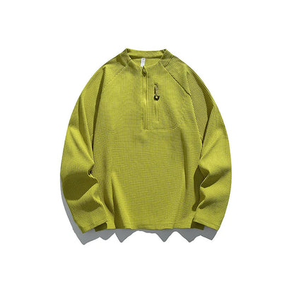 Outdoor Waffle Knit Semi - Zip Long - Sleeve T - Shirt  MenMoisture  Wicking & Quick  Drying Sports Couple Style Antibacterial