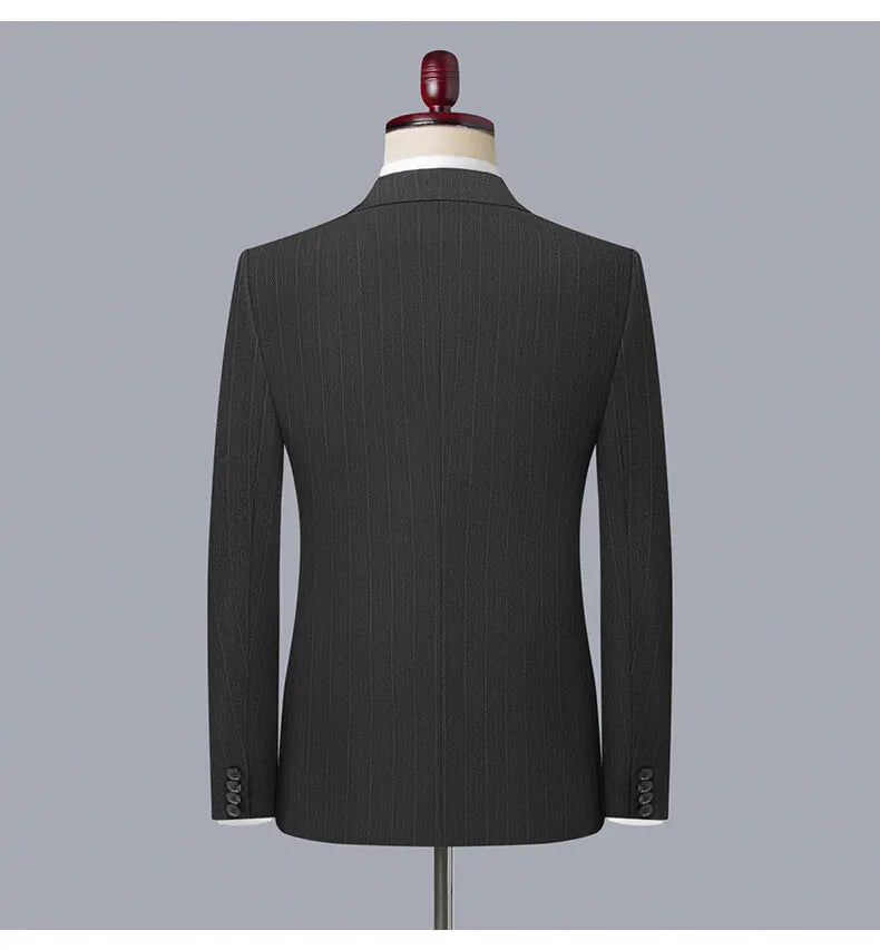 2025 Korean High Quality Double-Breasted British Style Slim Business Suit Two-Piece Set (Suit + Trousers)