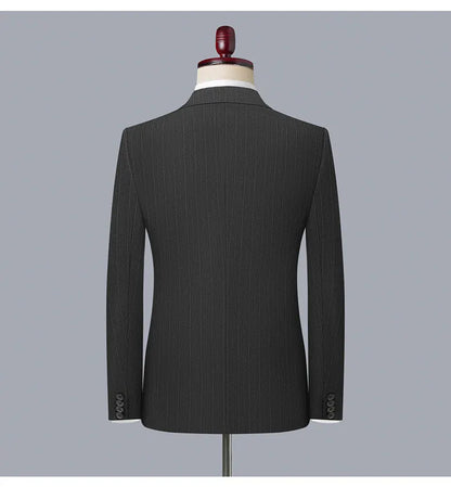 2025 Korean High Quality Double-Breasted British Style Slim Business Suit Two-Piece Set (Suit + Trousers)