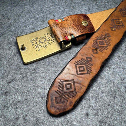 Genuine Leather Tough Guy Men's Belt Luxury Designer Strap Thick Cowhide Pure Copper Buckle Lucky Totem Classic Retro Jeans Soft