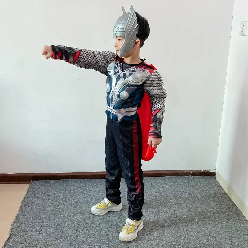 Thor Muscle Anime Smile Hero Cosplay Costume, Combinaison, Marteau Everak, Ensemble Complet, Costumes d'Halloween et de Carnaval