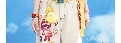 Women Wide Leg Chic Grunge Harajuku Graffiti Graphic Baggy Jeans Japanese Low Rise Y2K Streetwear Denim Pants 2000s Aesthetic
