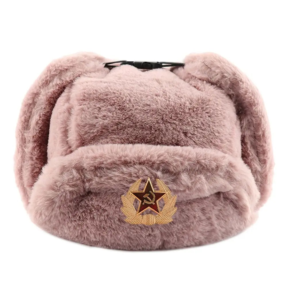 Outdoors Thick Bomber Hat Plush Warm Russian Ushanka Windproof Snow Caps for Women Men