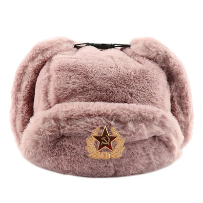 Outdoors Thick Bomber Hat Plush Warm Russian Ushanka Windproof Snow Caps for Women Men