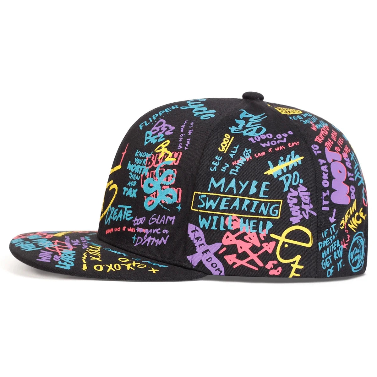 Unisex Colorful Letter Graffiti Printing Hip-hop Hats Spring Autumn Outdoor Adjustable Casual Baseball Caps Sunscreen Hat