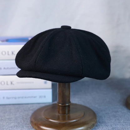 New Wool Newsboy Cap Black Khaki Men Women British Gatsby Retro Hat Driver Flat Cap for Male Vintage Beret for Men 009