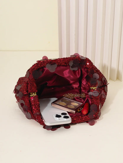 Dinner bag Fashion sequin messenger bag Women's simple handbag, large sequin clutch bag Versatile chain shoulder messeng  bag