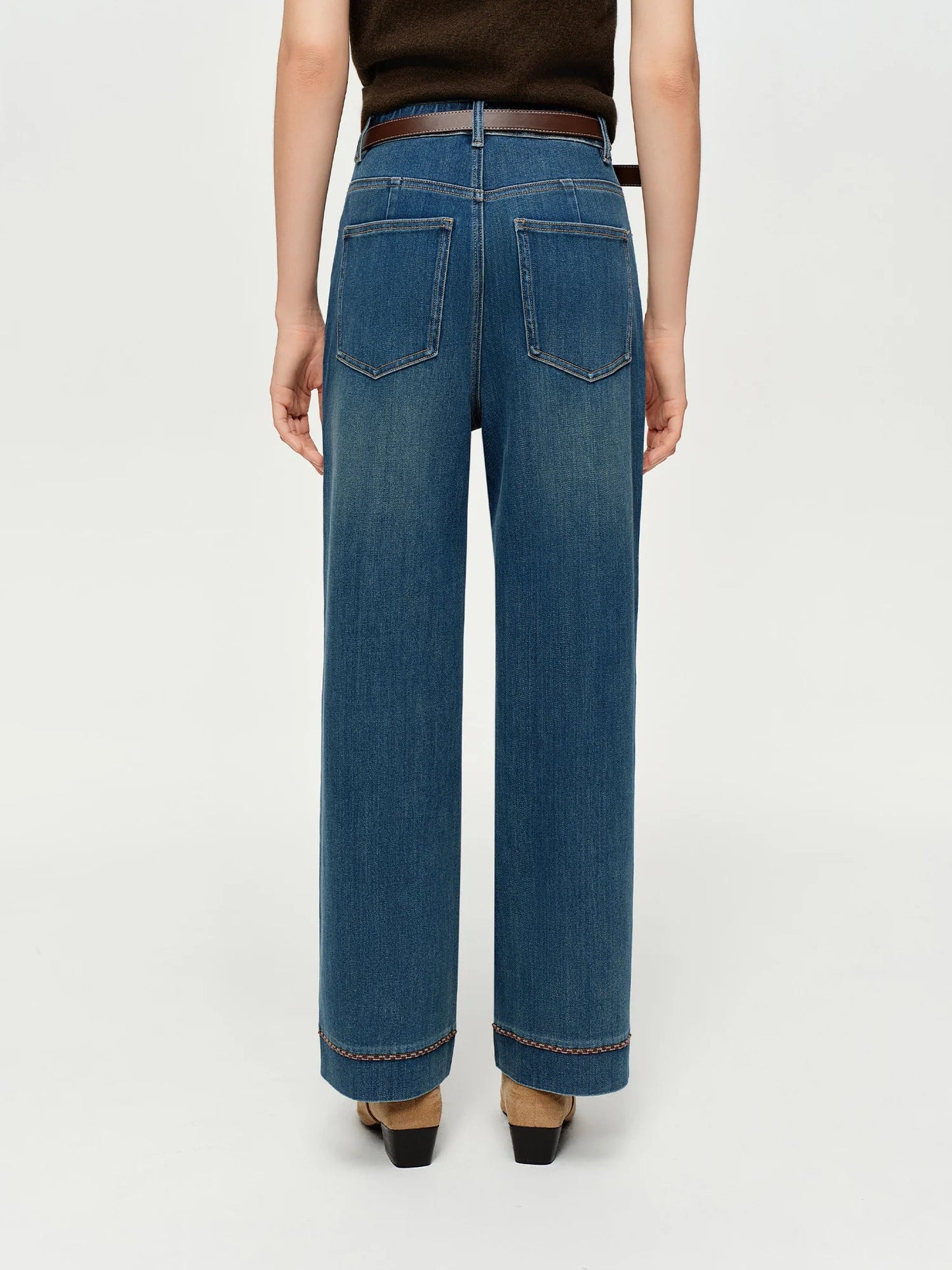 Double-length Jeans Women High-waisted Slim-fit Classic Straight Pants High Waist Elegant Office Lady Spring Trendy