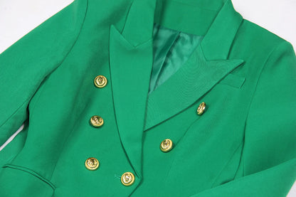 S-XXL Rainbow Color Fashion Classic Solid Double row Gold Button Long Sleeve Slim Fit Temperament Commuter Casual Woman Blazer