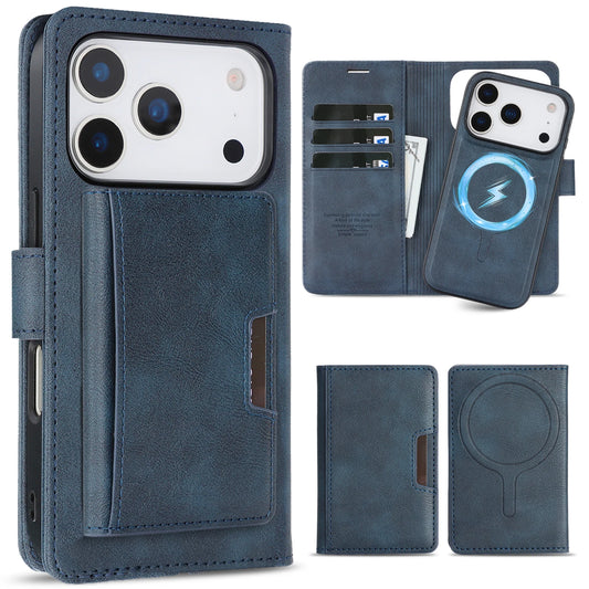3-in-1 Luxury Leather Wallet Detachable Flip Cover For iPhone 16 15 14 13 12 17 ProMax Plus 17Air 16e Magsafe Credit Card Wallet