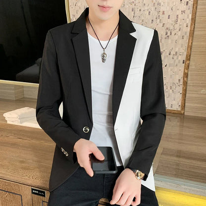 2022 Spring New Gradient Color Suit Jacket Men's Streetwear Korean Slim Fit Casual Blazer Wedding Business Clothing Suit Coats