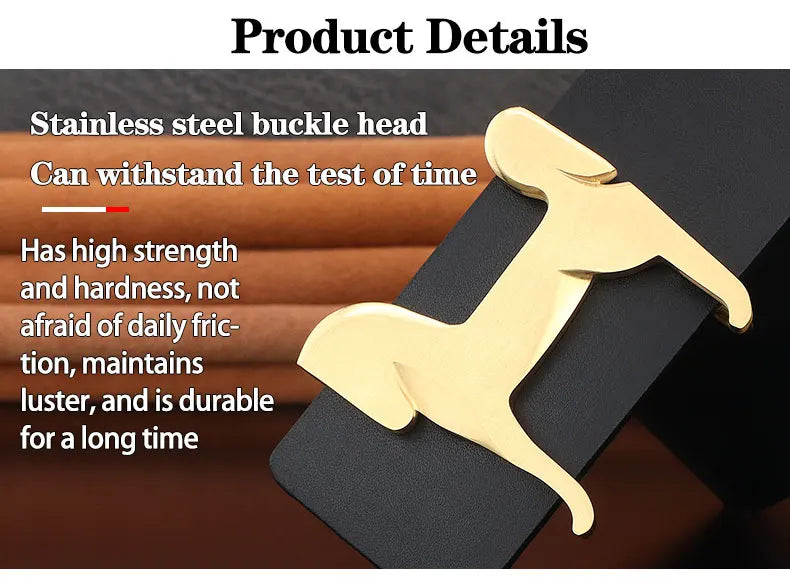High grade Stainless steel horse slide buckle men belts 3.8cm wide genuine leather Waistband cowboy casual ceinture homme