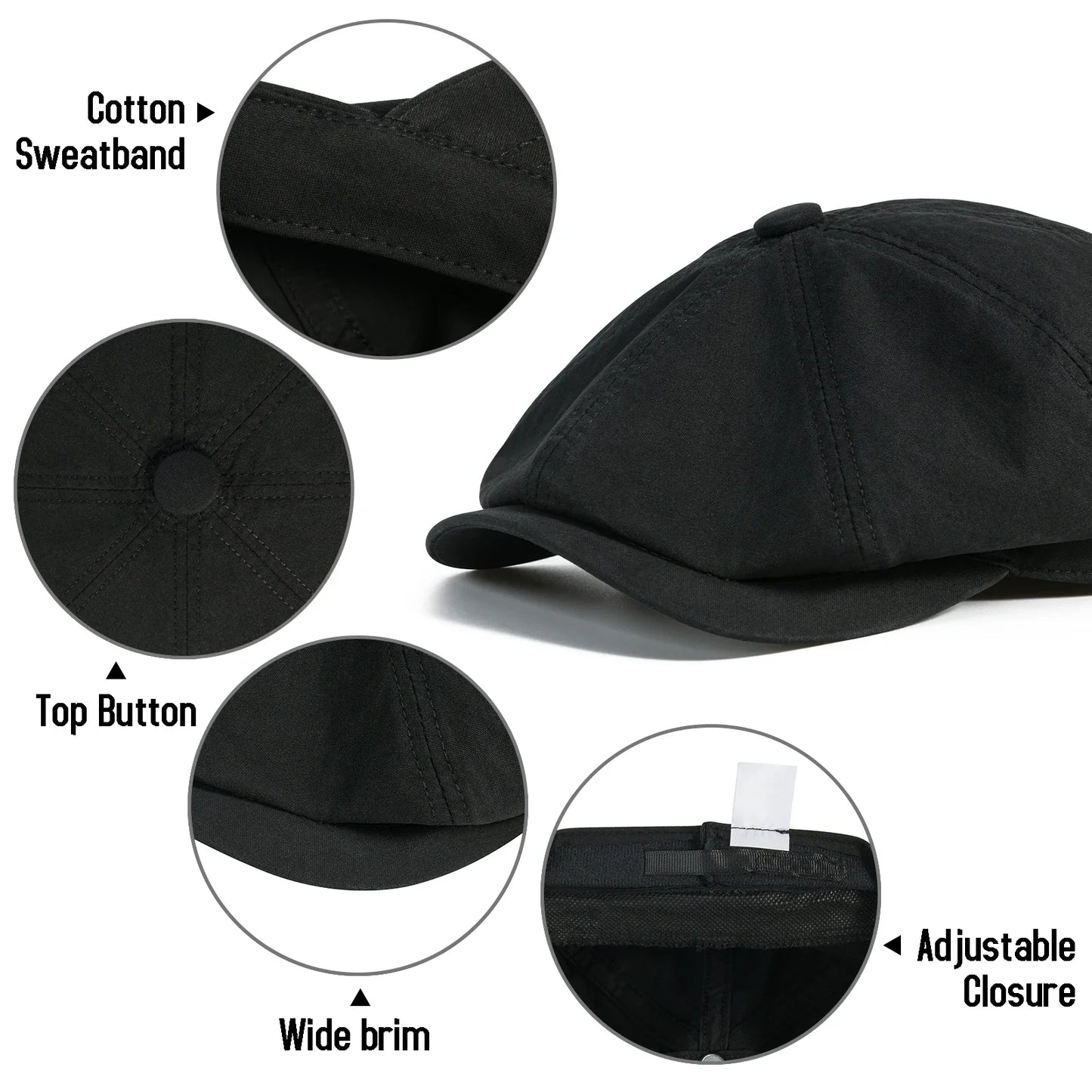 Men's Newsboy Gatsby Hat 100% Cotton Vintage Flat Ivy Driving Cabbie Cap
