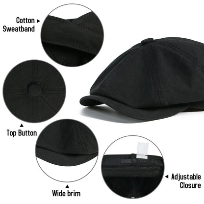 Men's Newsboy Gatsby Hat 100% Cotton Vintage Flat Ivy Driving Cabbie Cap