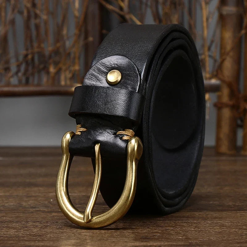 3.8CM Men High Quality Genuine Leather Belt Luxury Designer Belts Pure Cowskin Fashion Waistband Strap Male Jeans for Man Cowboy