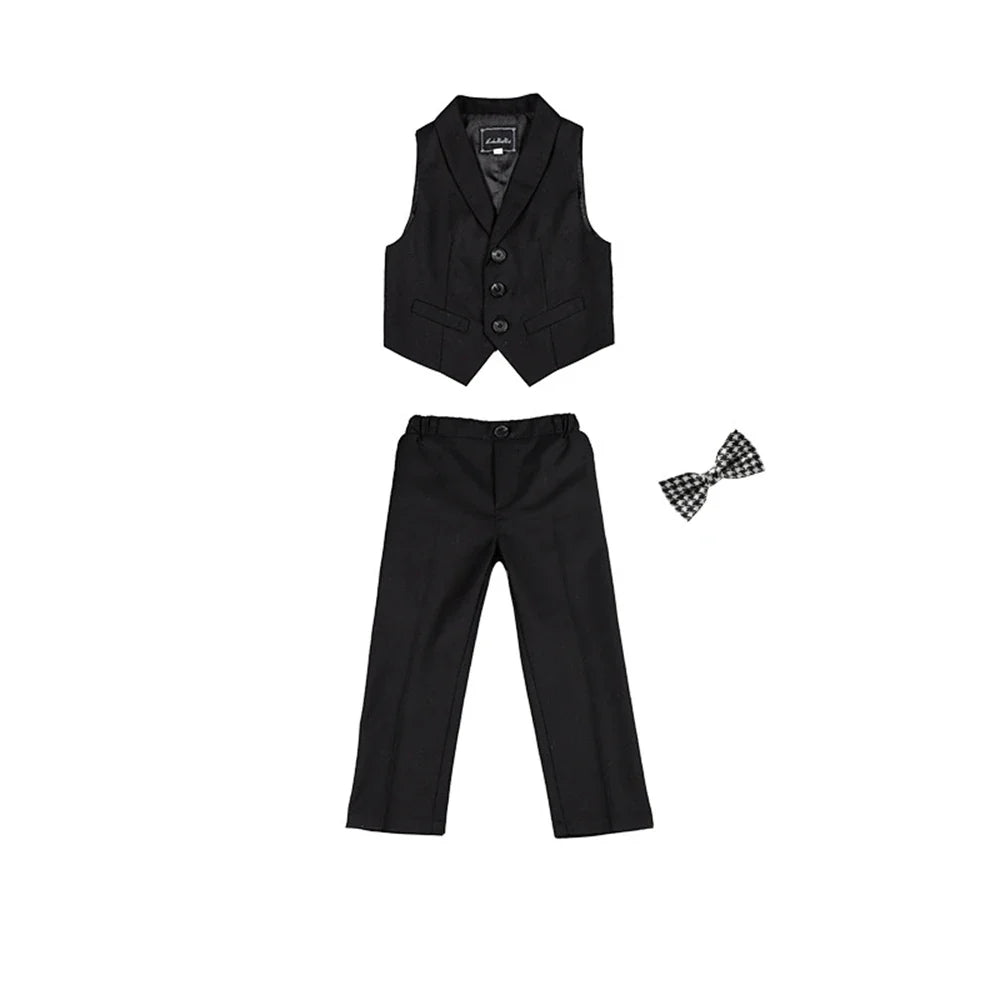 Exjojn Solid 2-Piece Vest Trousers Set for Kids, Wedding Ring Bear Suit Set, Chidren Formal Dress Wear 90-170cm Boys Sets