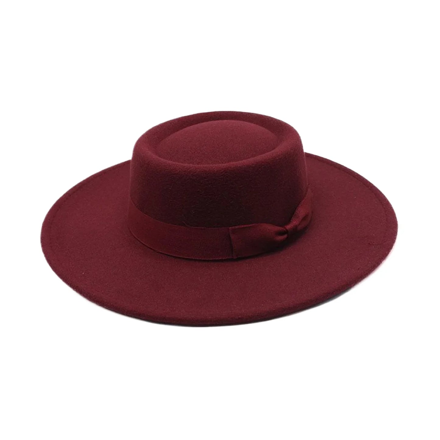 French Bow Tie Fedora Hat Winter Autumn Imitation Woolen Ladies Fedoras Top Wedding Jazz Hats Flat Top Felt Hat Bowler Hats