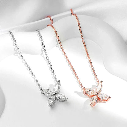 Rhodium Plated 1.2cttw Marquise Cut Moissanite Necklace for Women Wedding Birthday Gift Sterling Silver 925 Pendant