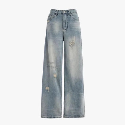 Retro High Waist Straight Leg Jeans Women's Slimming Versatile American Sle Floor Length Wide Leg Pants Spring 2026