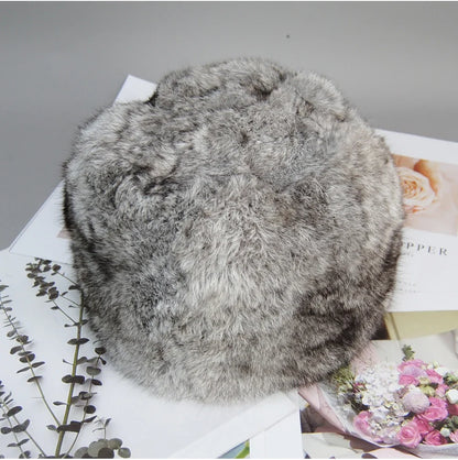 2026  Unisex Winter Russian Outdoor 100% Genuine Rabbit Fur Caps Warm Real Rabbit Fur Bomber Hat Natural Quality Rabbit Fur Hats