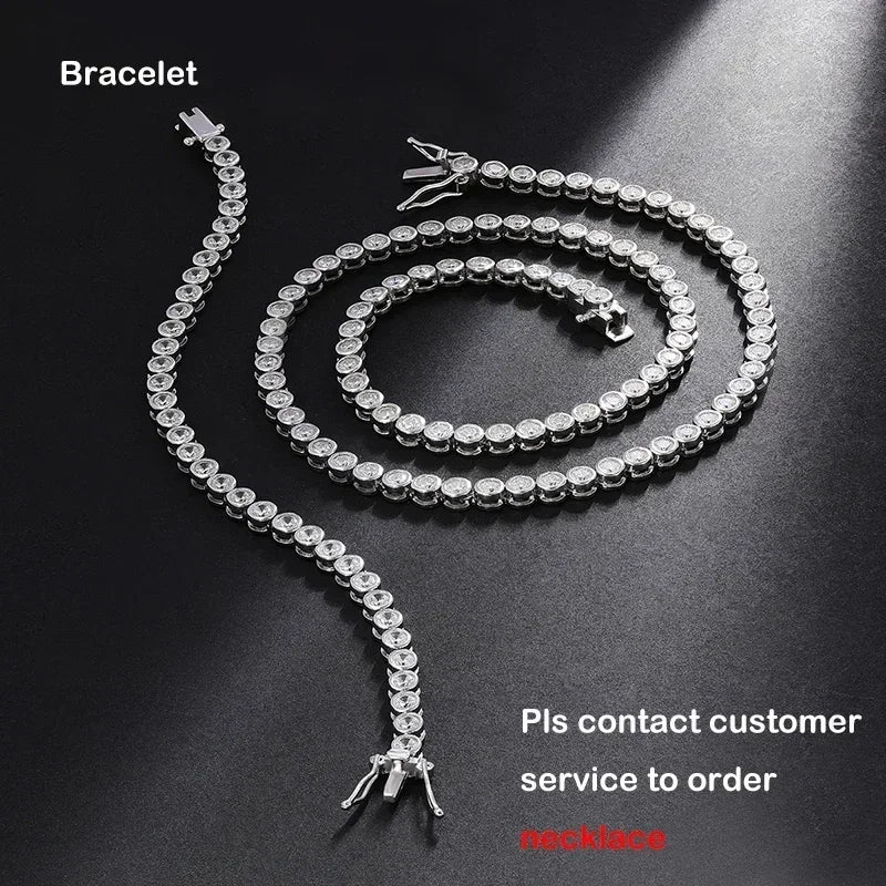 Sparkling 2/3mm Full Moissanite Tennis Bracelet for Women Party S925 Silver Plated 18K Pass Diamond Test Bezel Bracelets
