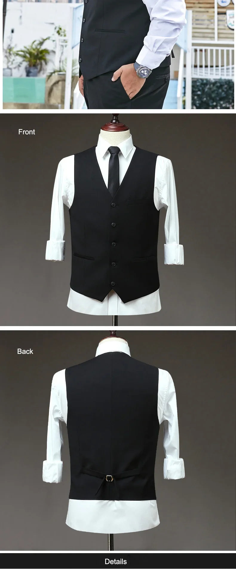 Plus Size Black Navy Suit Vest Men Solid Color Single Breasted Waistcoat For Host Groom Groomsmen Grey Black Navy Waist Coat 9XL