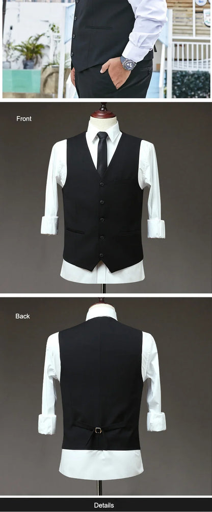 New Plus Size Black Suit Vest Men Solid Color Single Breasted Waistcoat For Host Groom Groomsmen Grey Black Navy Waist Coat 9XL