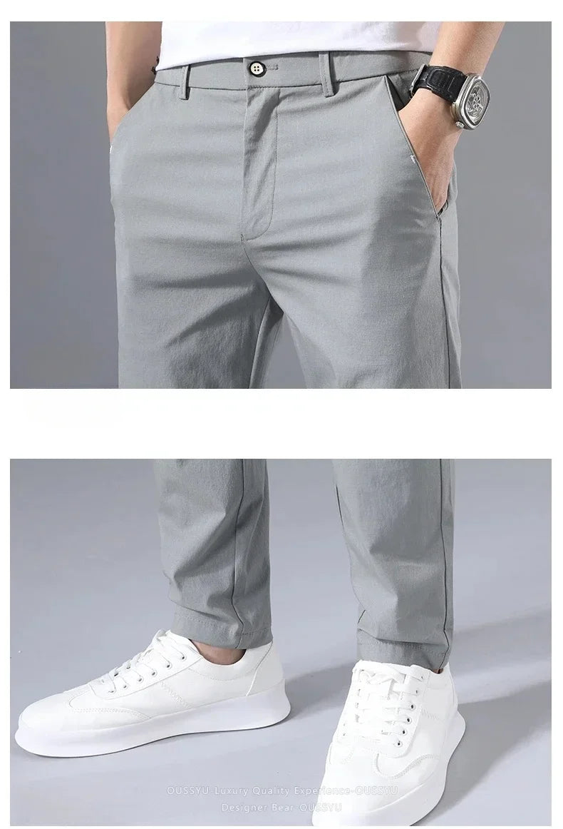 Summer Thin Slim Casual Pants Men Classic Business Cotton Stretch Golf Trousers Korean Male Clothing Work Khaki Chino Pants Man