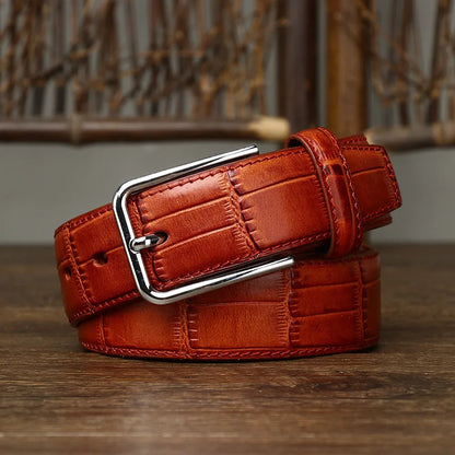 3.5CM Pure Cowhide High Quality Genuine Leather Belts for Men Strap Male Pin Buckle Business Suit West Belt Jeans Cowboy Cintos