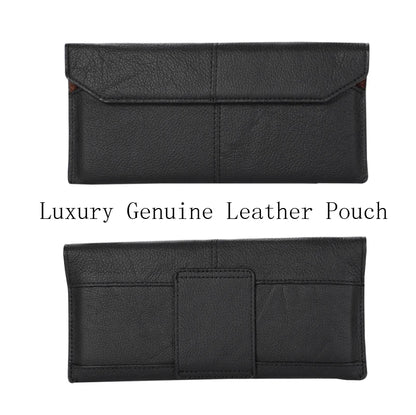 Genuine Leather Slim Phone Pouch Case For iphone 14 13 12 Pro Max Samsung S23 S22 Ultra Belt Clip Holster Cover Bag 4.7-7.2 inch