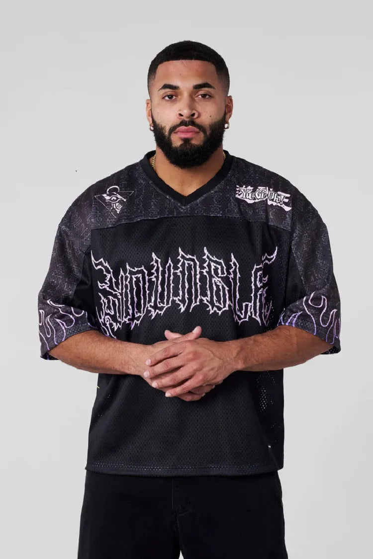New  Big T-shirt Xia Xin American Joint Yu-gi-wang Super Jogger Street Gym Sports Loose Holes Casual Couple Trend Short Sleeves