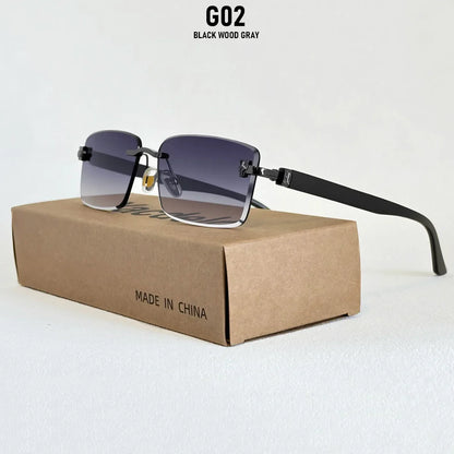 Square Sunglasses Women Luxe 2026 Rimless Sunglass Men Wooden Fashion Glasses Vintage Dropshipping Gafas De Sol Hombre Zonnebril