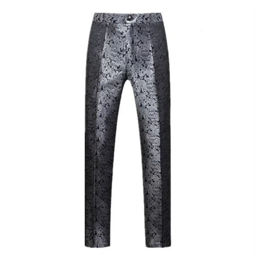 New Men Luxury Jacquard Suit Pants Fashion Wedding Party Groom Dress Trouser